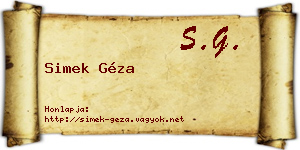 Simek Géza névjegykártya